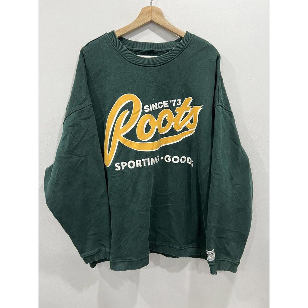 Vintage Y2K Roots Sporting Goods Crenweck Sweater green xxl